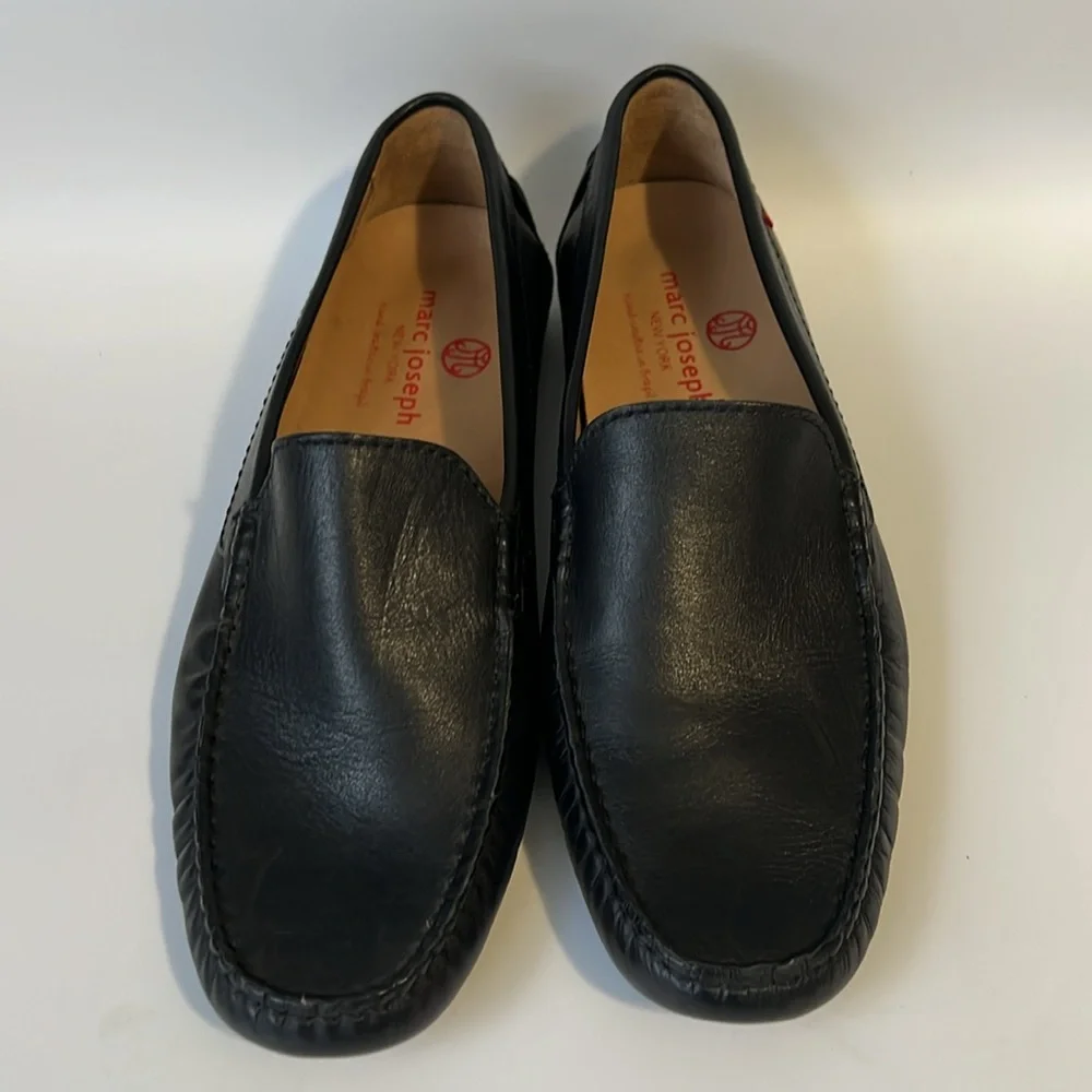 Marc Joseph Broadway Driving Loafers Black Leather Round Toe Shoes Sz 9